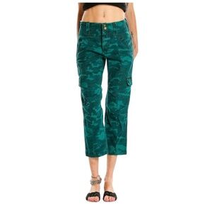 By Anthropologie Austin Camo Teal Green Camoflage Cargo Pants Sz 27P Crop Boho